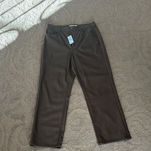 Brown Straight-Leg Pants